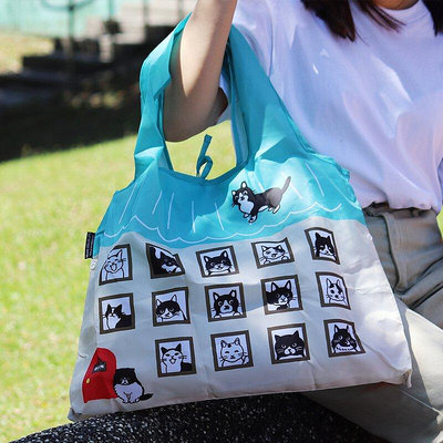 ☘小宅私物☘ 日本 Prairie Dog 設計包 (黑白貓公寓) 環保購物袋 摺疊購物袋 環保袋 購物袋 口袋包