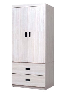 【生活家傢俱】KV-V09W：冰島雪松2.6尺二抽衣櫥【台中家具】開門式衣櫃 防蛀木心板 抽屜 北歐風 台灣製