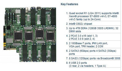 超微SuperMicro X10QBL-4CT 伺服器主板 4路 E7 V3V4 C602J