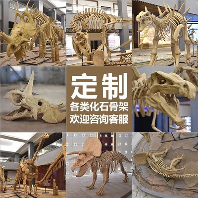 【熱賣精選】大型仿真恐龍化石骨架霸王龍頭骨骨骼擺件模型博物館展覽科普道具