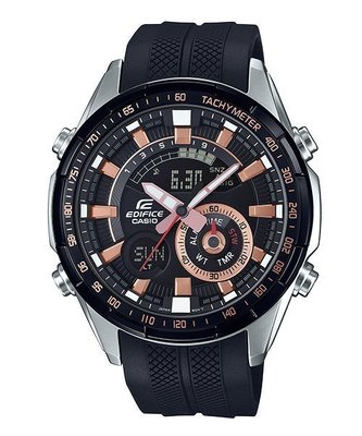 CASIO公司貨手錶EDIFICE立體多層次賽車錶ERA-600PB-1A 溫度測量 雙顯錶~