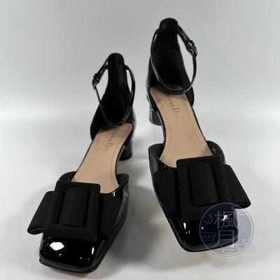 BRAND楓月  Christian Dior 迪奧 黑漆皮低跟鞋 #37.5 時尚穿搭 精品女鞋