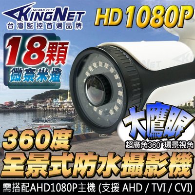 全景 環景 360度 TVI AHD 1080P BNC訊號 超廣角 紅外線攝影機  UTC切換 防剪支架 魚眼