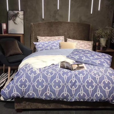 #S.S HOME 匹馬棉美式休閒幾何圖形床包組 藍色 單人雙人床包組 床罩 枕套 muji ikea hola