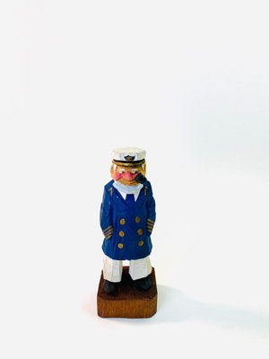 【二手】日本回流 老船長木雕 手工雕刻上色 回流 瓷器 茶具【佟掌櫃】-1890