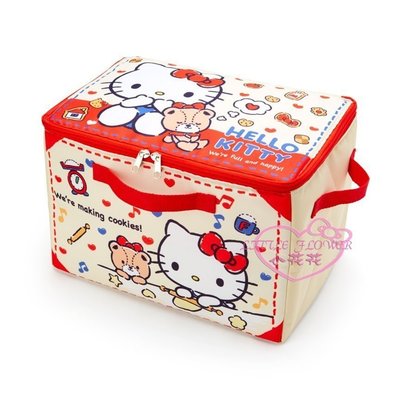 ♥小花凱蒂日本精品♥Hello Kitty 點心 方型 可折疊 拉鍊置物箱 衣物/玩具收納箱 居家收納 56887501