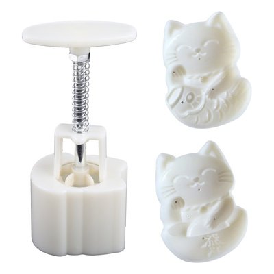 * 塑料材質月餅模具 50g 幸運貓形狀郵票月餅模具, 用於中秋 Fes 烘烤月餅-新款221015