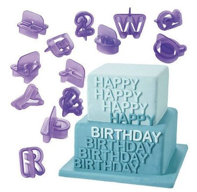 ☆╮布咕咕╭☆英文字母數字記號塑膠印花模 餅乾模具翻糖蛋糕裝飾印模40pcs