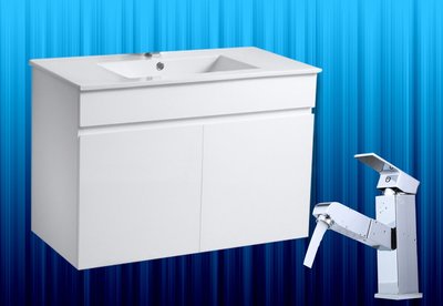 PVD電鍍全銅 方型 抽拉 水龍頭 不鏽鋼下水 80 鋼烤 浴櫃面盆組