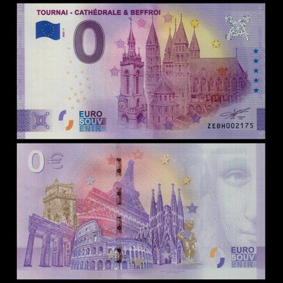 現貨實拍 2022年 0歐 比利時 聖母主教座堂 聖母院 0元 鈔票 歐盟 歐洲央行 人物 紀念幣 非現行貨幣