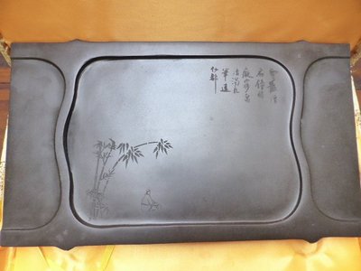 格格傳藝坊~新品特價~天然黑膽石黑剛石雕茶盤~~竹節造型~1個特價:3200元~加贈緞繡錦盒!