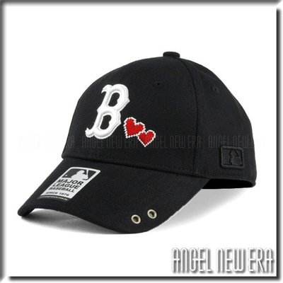 【PD帽饰】【ANGEL NEW ERA 】 MLB Old Fashioned Cap  紅襪 B 黑 老帽   愛心  人字布