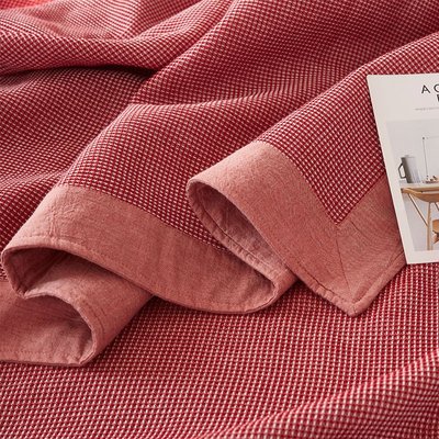 出口日本簡約華夫格毯子日式純棉空調毛巾被純色雙人蓋毯毛巾毯