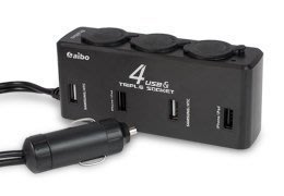 Aibo AB435 汽車 12V 車用 USB點煙器擴充座 車充 一分三 80公分 分接器 延長線 延長器