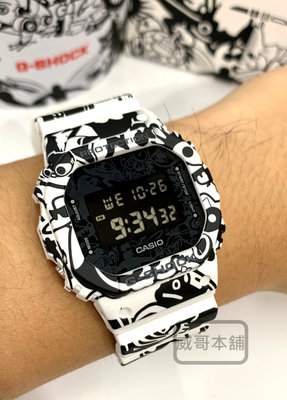 【威哥本舖】Casio台灣原廠公司貨 G-Shock DW-5600GU-7 黑白迷彩塗鴉設計 限量電子錶
