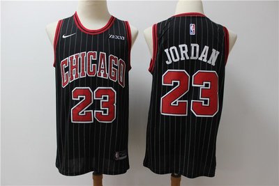 麥可·喬丹 （Michael Jordan） NBA芝加哥公牛隊 黑色條紋 球衣 23號