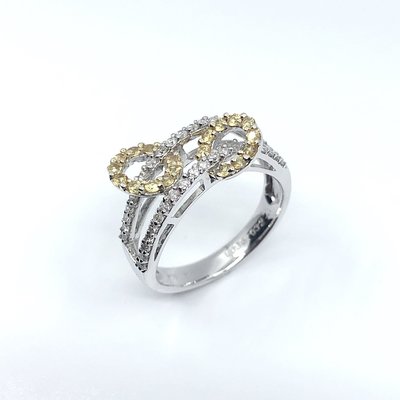 艾麗珠寶-黃寶石鑽戒(18K 白K金)