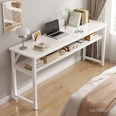 🚛 長條桌窄桌雙人書桌傢用鋼木桌子辦公電腦桌雙層桌學習桌子便攜式