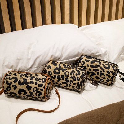 包包女Ladies handbags 復古豹紋枕頭包爆款 帆布挎包