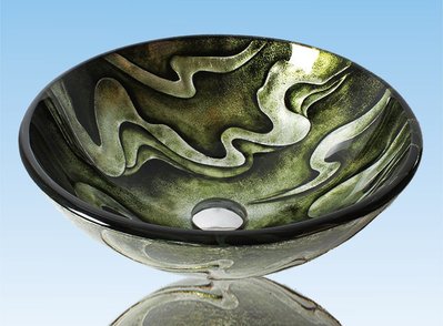 FUO衛浴:42公分 彩繪工藝 藝術強化玻璃碗公盆 (WY15070)預訂!