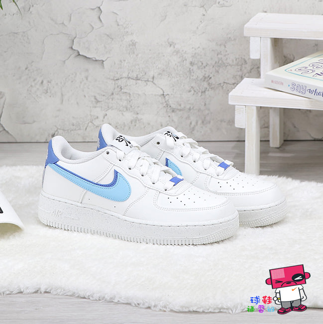 球鞋補習班NIKE AIR FORCE 1 GS 奶白叮噹藍低筒雙勾女大童復古鞋DQ0359