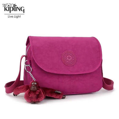 新款熱銷 Kipling 猴子包 K12452 中款 紫紅 多用拉鍊款輕量斜背肩背包 限時優惠