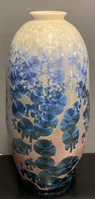 A3099 [家之家二手家具]  [青松窯] 結晶釉大花瓶 變窯 瓷器 花彩瓶 炫彩藍瓶 瓷花瓶 窯變釉 花瓶