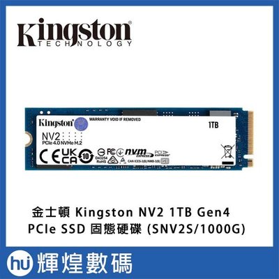 金士頓 Kingston NV2 1TB Gen4 PCIe SSD 固態硬碟 (SNV2S/1000G)