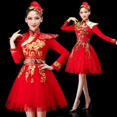 現代舞蹈服裝打鼓服演出服女中國風腰鼓表演古典舞快板廣場舞成人  市