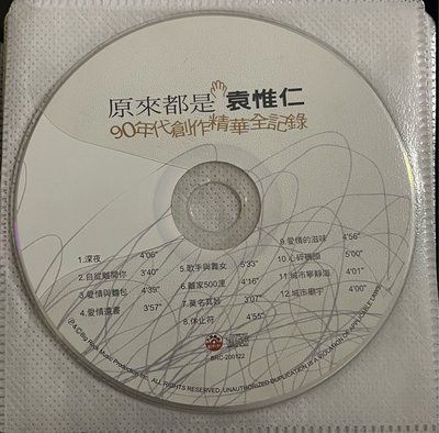 袁惟仁 - 原來都是袁惟仁90年代創作精華全紀錄 ～二手CD(裸片）