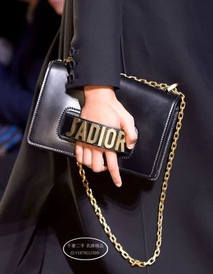 二手正品Dior 迪奧 J'ADIOR 金屬字母LOGO 手拿包 肩背包 光滑小牛皮 黑色