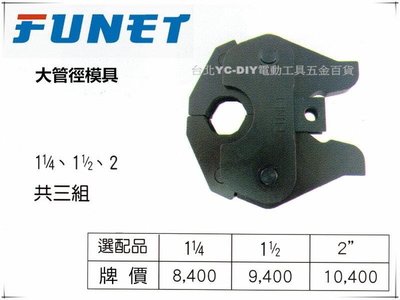 【台北益昌】FUNET 德式不鏽鋼管壓接鉗 FIT-1 大管徑模具 選配品