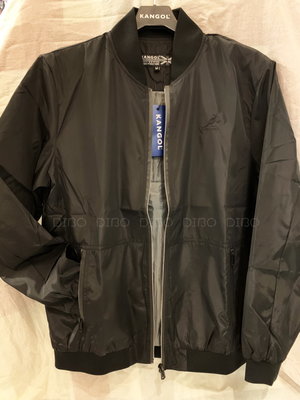 DIBO-促銷 KANGOL 男生 女生 中性 飛行外套 薄款風衣 拉鍊夾克 防風 防潑水 黑色-有大尺碼