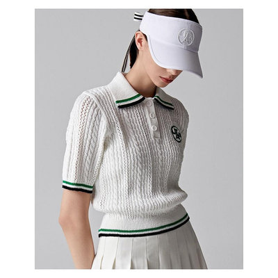 【好品質 新店特惠】高爾夫球裙 高爾夫球衣女 23韓國原單高爾夫針織女裝UTAA夏季新款冰涼速乾鏤空T恤上衣高級