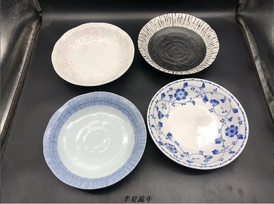 微瑕日本陶瓷進口21厘米菜盤子碟子深盤多用盤日式和風陶瓷器餐具-促銷