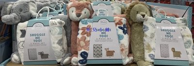 美兒小舖COSTCO好市多代購～little miracles 動物造型枕+蓋毯(2入組)