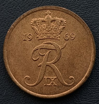 丹麥   1969年   弗雷德里克9世   5 ORE   銅幣    2278