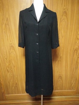 (E144)黑色絲質五分袖洋裝 日本製~牧牧小舖~優質二手衣~