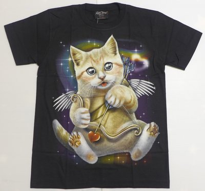 【Mr.17】夜光 愛神邱比特 天使 貓咪 小貓 動物 無接縫美式滾筒T-shirt短袖T恤(GR725)