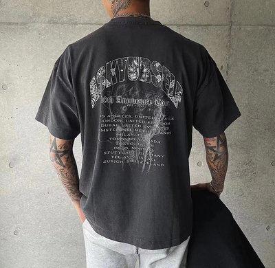 【Japan潮牌館】ASKYURSELF人物印花Vintage高街做舊水洗復古短袖T恤潮