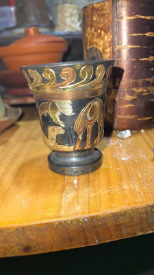 日本回流銅器銅嵌紫銅嵌銀手工工藝杯、