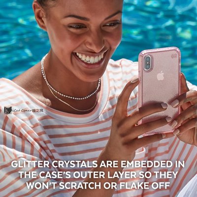 Speck iPhone XS Max 6.5吋 玫瑰粉+金色奈米玻璃水晶防摔保護殼 喵之隅