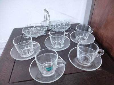 (瑕疵品特賣)ADERIA GLASS石塚硝子強化玻璃咖啡杯/西式茶杯組(A1453)