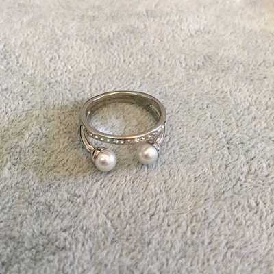 Vita Fede Ultra Mini Ring 珍珠 /  細版單層水鑽 戒指 7號銀色 現貨