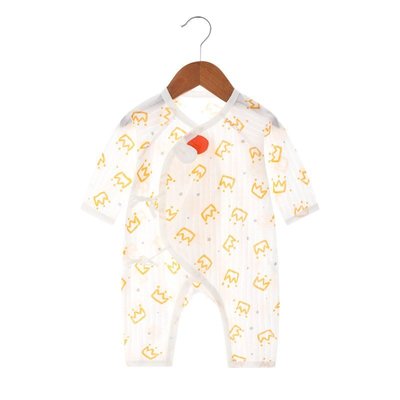 初生嬰兒連體衣夏季薄款新生兒衣服棉和尚服長袖空調服寶寶睡衣【寶寶爬行服】