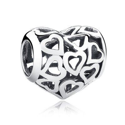 現貨Pandora 潘朵拉 S925純銀手鏈配件鏤空心形大孔珠子串飾 diy個性散珠配飾歐美風格明星同款熱銷