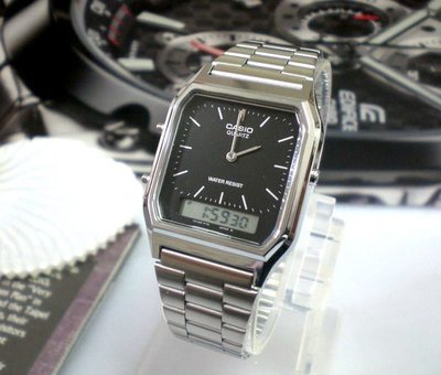 CASIO手錶 經緯度鐘錶 《銀色復古長方型雙顯錶》全新公司貨保固【超低價790】AQ-230A-1D