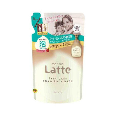 【JPGO】日本製 Kracie ma&amp;me Latte 保濕沐浴乳 補充包 420ml~泡沫型