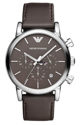 現貨 精品代購 EMPORIO ARMANI 亞曼尼手錶 AR1734 小牛皮真皮錶帶 三眼計時腕錶 手錶 歐美代購 可開發票