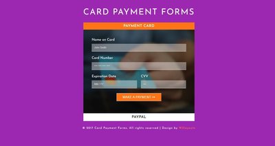 CARD PAYMENT FORMS 響應式網頁模板、HTML5+CSS3、網頁特效  #10054